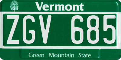 VT license plate ZGV685