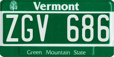 VT license plate ZGV686
