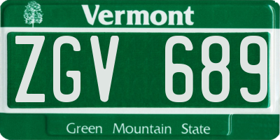 VT license plate ZGV689