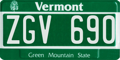 VT license plate ZGV690