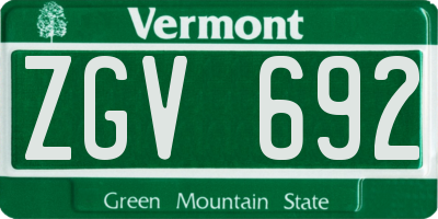 VT license plate ZGV692