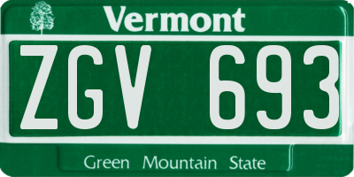 VT license plate ZGV693