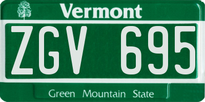 VT license plate ZGV695