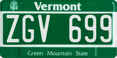 VT license plate ZGV699