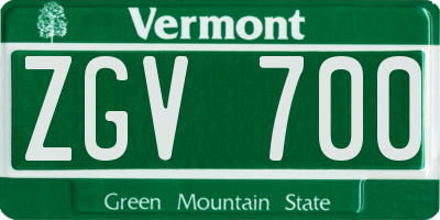 VT license plate ZGV700