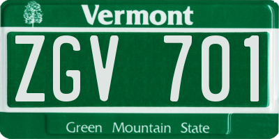 VT license plate ZGV701