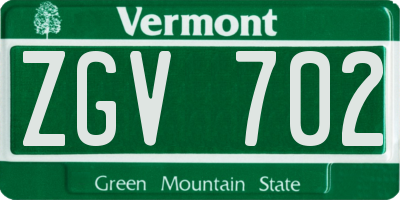 VT license plate ZGV702