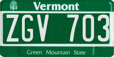VT license plate ZGV703