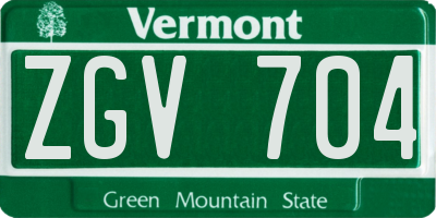 VT license plate ZGV704