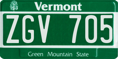 VT license plate ZGV705
