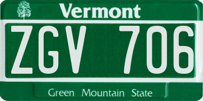 VT license plate ZGV706