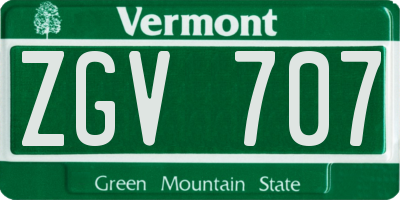 VT license plate ZGV707