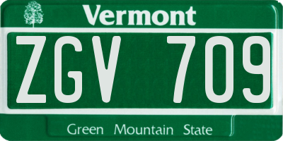 VT license plate ZGV709