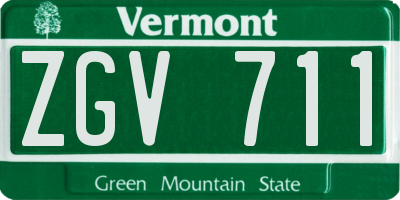 VT license plate ZGV711