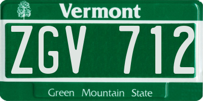 VT license plate ZGV712