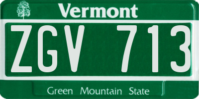 VT license plate ZGV713