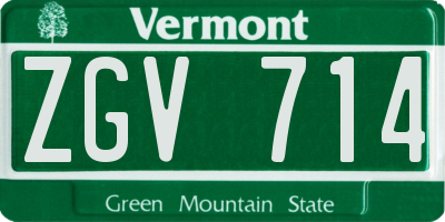 VT license plate ZGV714
