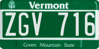 VT license plate ZGV716