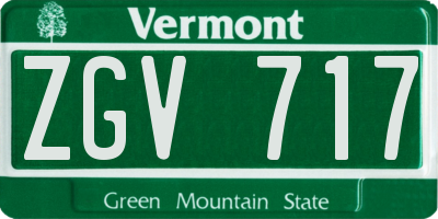 VT license plate ZGV717