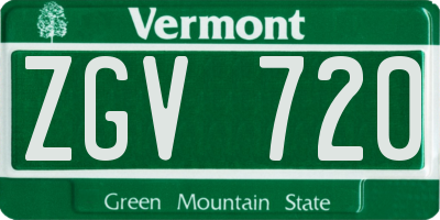 VT license plate ZGV720