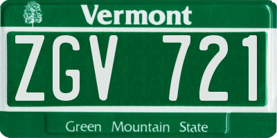 VT license plate ZGV721