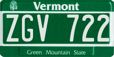 VT license plate ZGV722