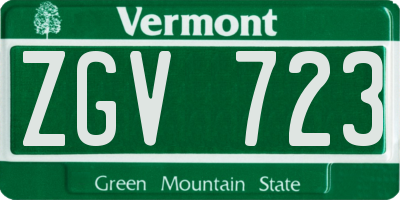 VT license plate ZGV723