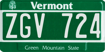 VT license plate ZGV724