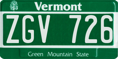 VT license plate ZGV726