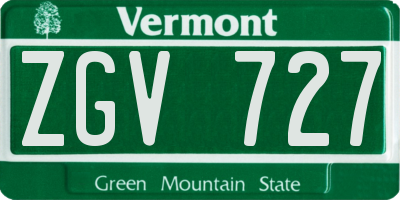 VT license plate ZGV727