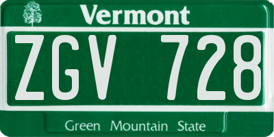 VT license plate ZGV728