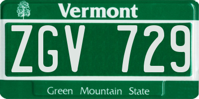 VT license plate ZGV729