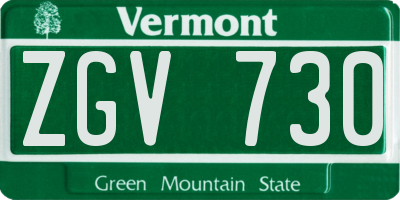 VT license plate ZGV730