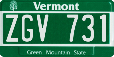 VT license plate ZGV731