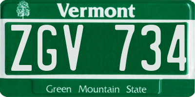 VT license plate ZGV734