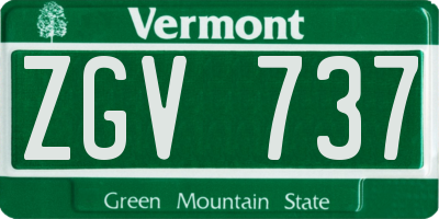 VT license plate ZGV737