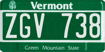 VT license plate ZGV738