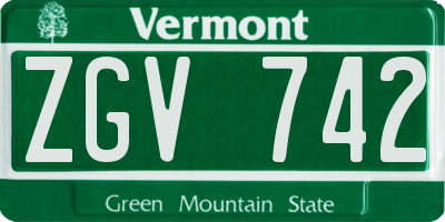 VT license plate ZGV742