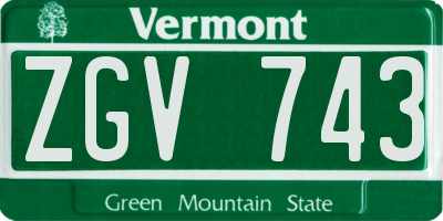 VT license plate ZGV743