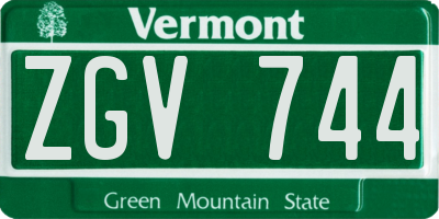 VT license plate ZGV744