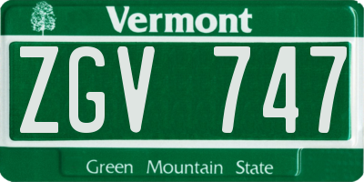 VT license plate ZGV747