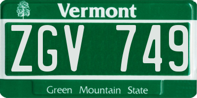 VT license plate ZGV749