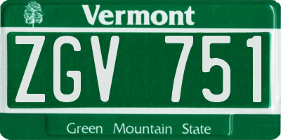 VT license plate ZGV751