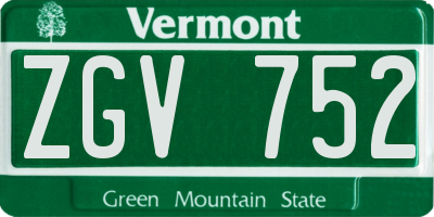 VT license plate ZGV752