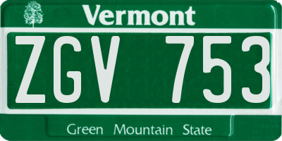 VT license plate ZGV753