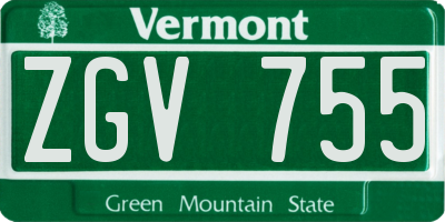 VT license plate ZGV755