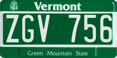 VT license plate ZGV756