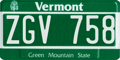 VT license plate ZGV758