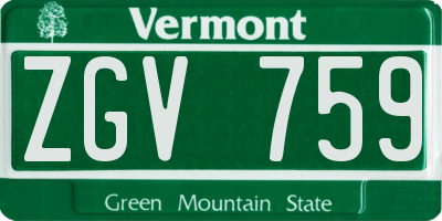 VT license plate ZGV759