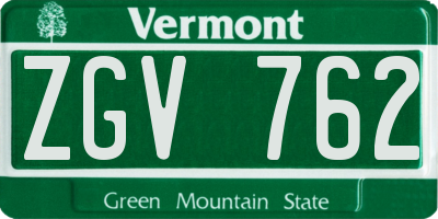 VT license plate ZGV762